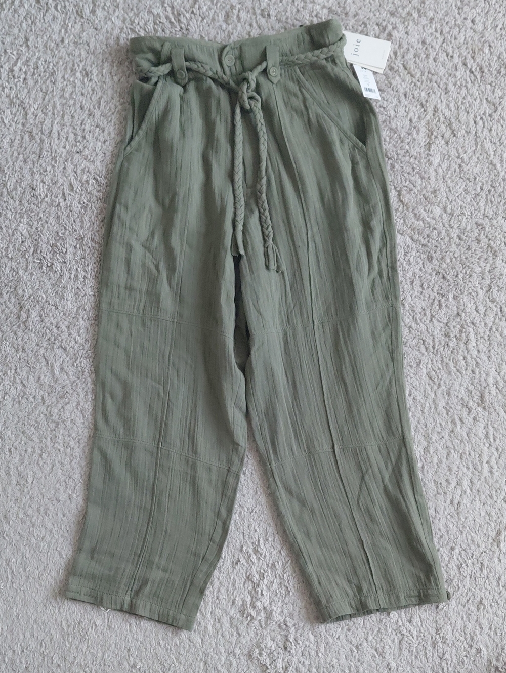 Joie Olive Drawstring Gauze Marin Style Pants - Picture 2 of 4